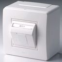 Коробка в сборе с 1 розеткой RJ45, кат.5е (телефон / компьютер), белая DKC