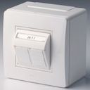ДКС 10656 Коробка в сборе с двумя розетками RJ45, кат.5е (телефон / компьютер), белая DKC