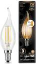 Лампа светодиодная Filament Candle tailed 7Вт 2700К E14 step dimmable Gauss 104801107-S