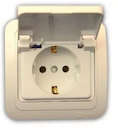 Розетка 1-м СП Mimoza 16А IP20 с защ. крышкой крем./крем. Makel 25029