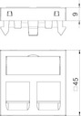Корпус компьютерной розетки Modul45 (наклонный) 45х45мм DTS-02C AL1 серебр. OBO 6119290