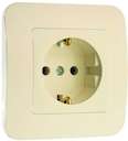 Розетка 1-м СП Lillium 16А IP20 с заземл. крем/крем Makel 70228