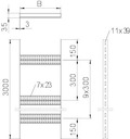 Лоток лестничный для судостроения 150х35 L3000 сталь 3мм SLZ L 150 FT OBO 7098004