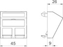 Корпус компьютерной розетки Modul45 тип OBO (наклонный) 45x45 мм (черный)