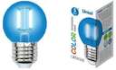Лампа светодиодная LED-G45-5W/BLUE/E27 GLA02BL форма "шар" Air color син. упак. картон Uniel UL-00002990