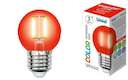 Лампа светодиодная LED-G45-5W/RED/E27 GLA02RD форма "шар" Air color красн. упак. картон Uniel UL-00002986