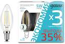 Лампа светодиодная Filament Свеча E14 5Вт 4100К ПРОМО (уп.3шт) GAUSS 103801205T