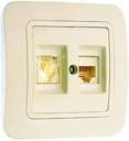 Розетка Lillium 16А IP20 CAT5e+TF евро крем/крем Makel 70237