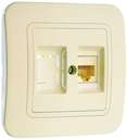 Розетка Lillium 16А IP20 CAT5e+гнездо крем/крем Makel 70235