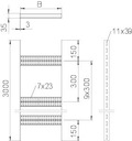 Лоток лестничный для судостроения 100х35 L3000 сталь 3мм SLZ L 100 FT OBO 7098002
