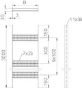 Лоток лестничный для судостроения 300х35 L3000 сталь 3мм SLZ L 300 FT OBO 7098008